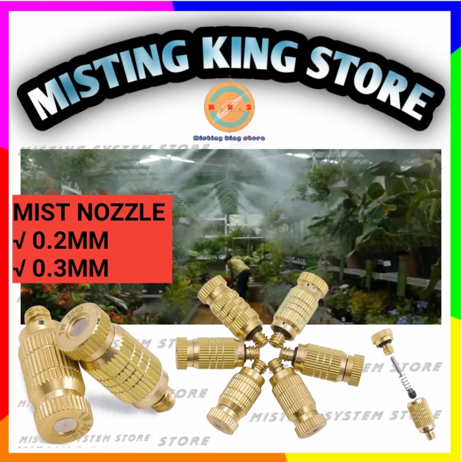 MIST NOZZLE 0.2 0.3 0.5MM ANTI DRIP MISTING EMBUN FOGGER SPRINKLER AIR