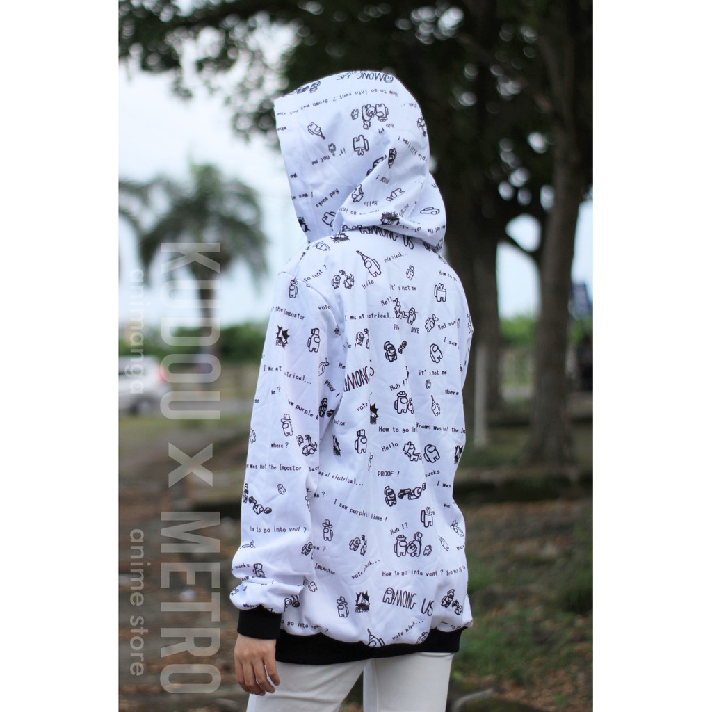 Hoodie Among Us Fullprint White Impostor