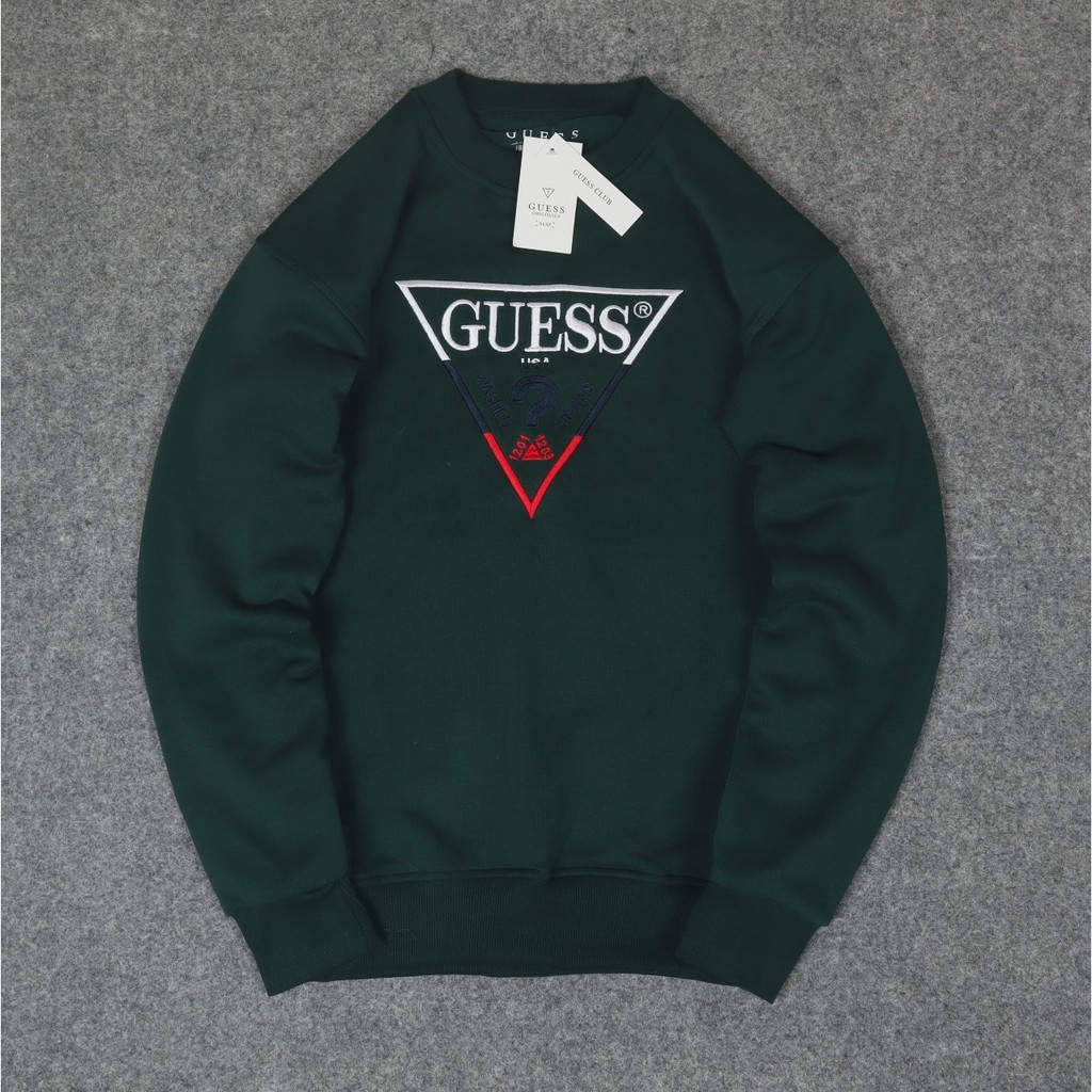 JAKET SWEATER CREWNECK GUES EMBROID SIMPLE UNISEX PREMIUM QUALITY