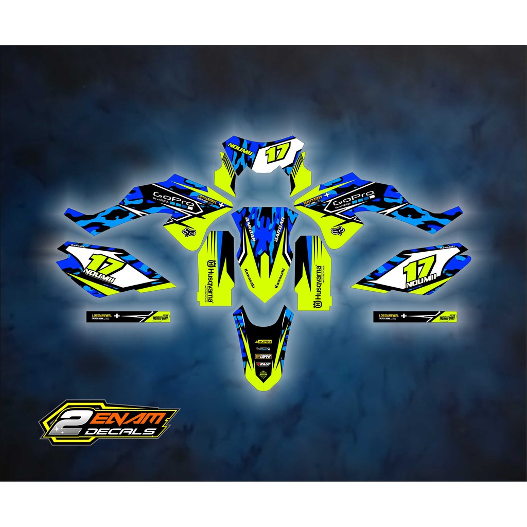 Stiker Decal KLx BF Biru Army