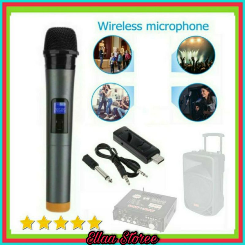 3R Microphone Wireless Mic Karaoke Connect Ampli Speaker Single Mic