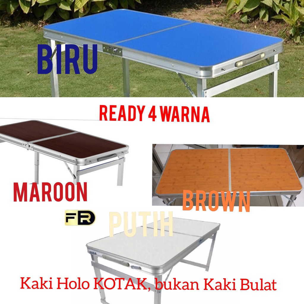 Meja lipat portable + 4 kursi / meja lipat koper HPL / meja lipat serbaguna