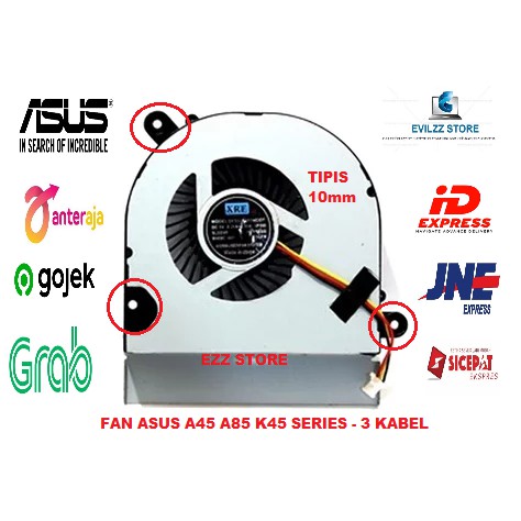 FAN KIPAS LAPTOP NOTEBOOK ASUS A45 A45V A45VD A45VJ A85 A85C A85V K45 K45V K45VM K45VD 3 KABEL PIN