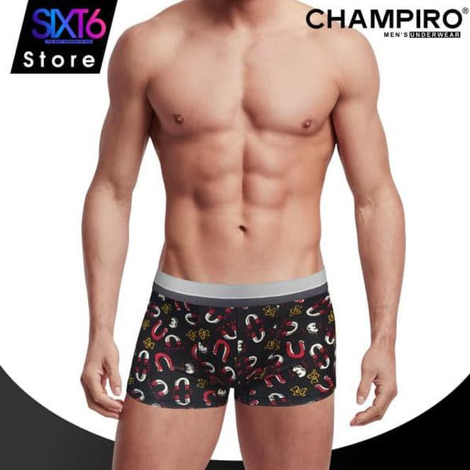 bufl champiro celana boxer pria 3 pcs xcited fullprint lucky no3 c0315c - s, mix 5pi6