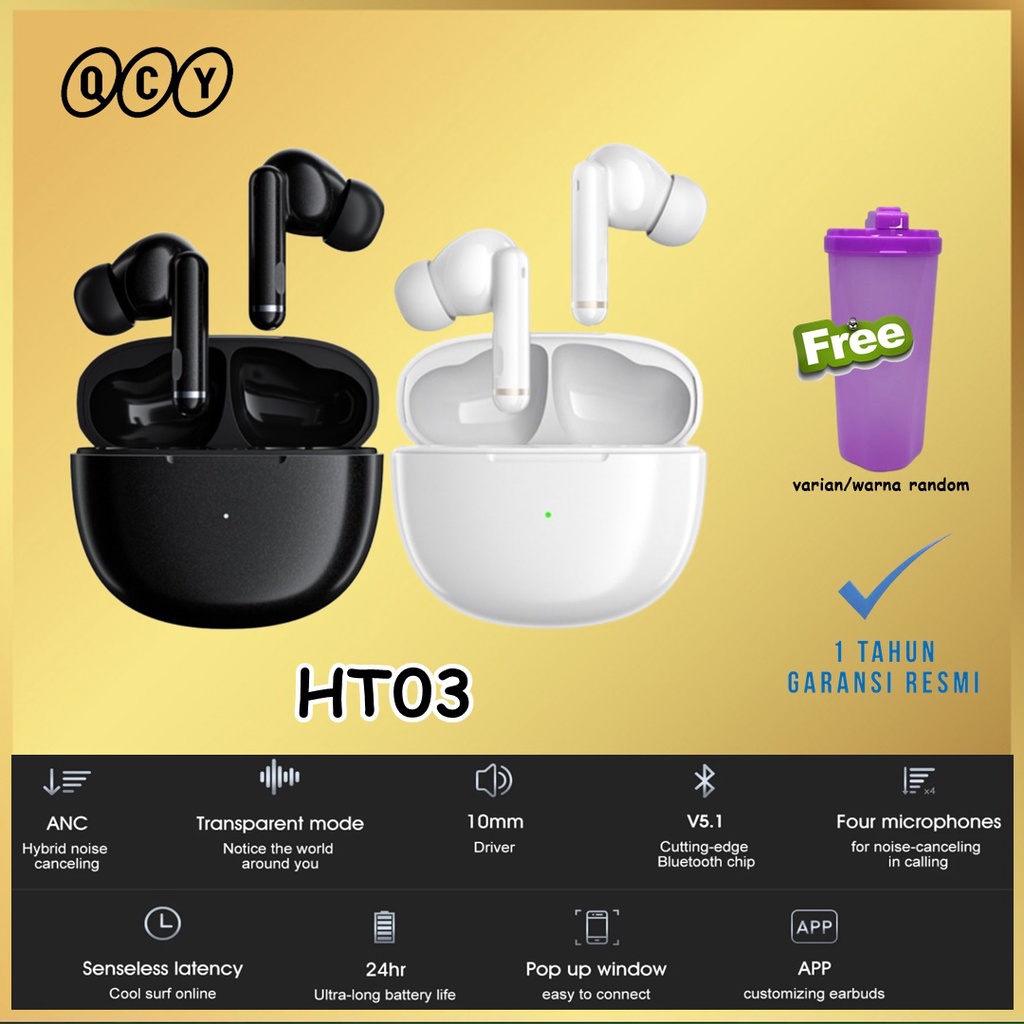 QCY HT03 Active Noise Canceling Wireless Earphone TWS ANC HT 03