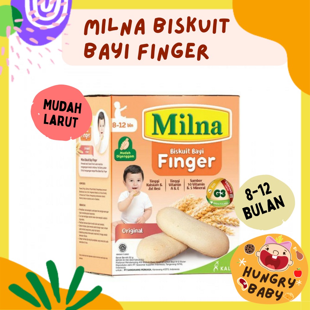 Milna Biskuit Bayi Finger 52 gram / Snack Baby Finger Biscuit 52 g / MPASI Cemilan Bayi 8 - 12 bulan