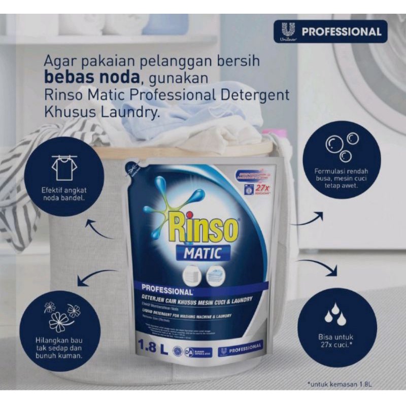 Rinso Matic Liquid Detergent Professional 1.65 Liter