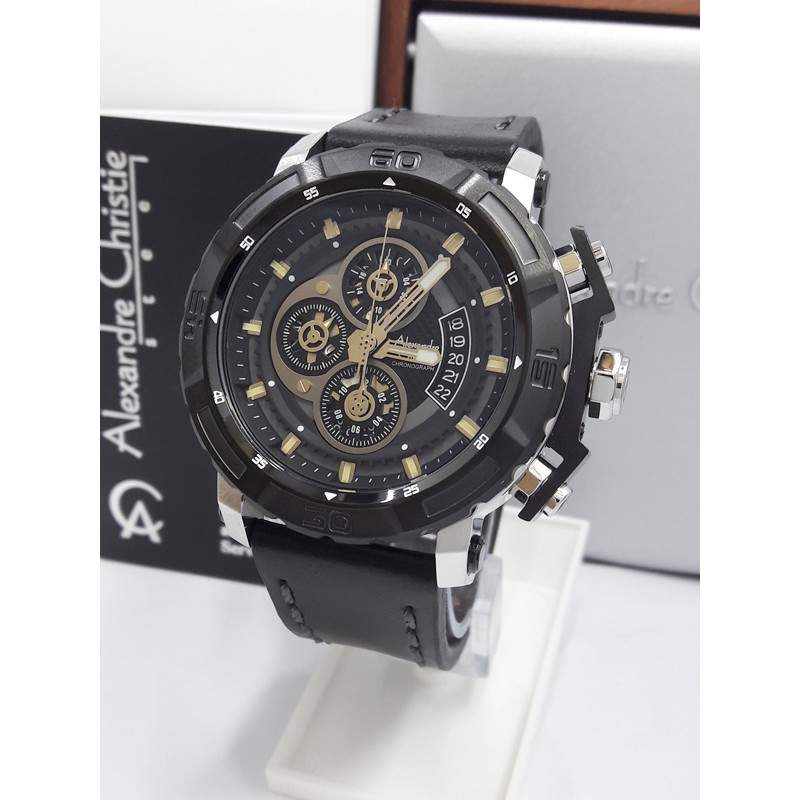 Jam Tangan Pria Alexandre Christie AC 6439 MC BLSVBL Original Kulit