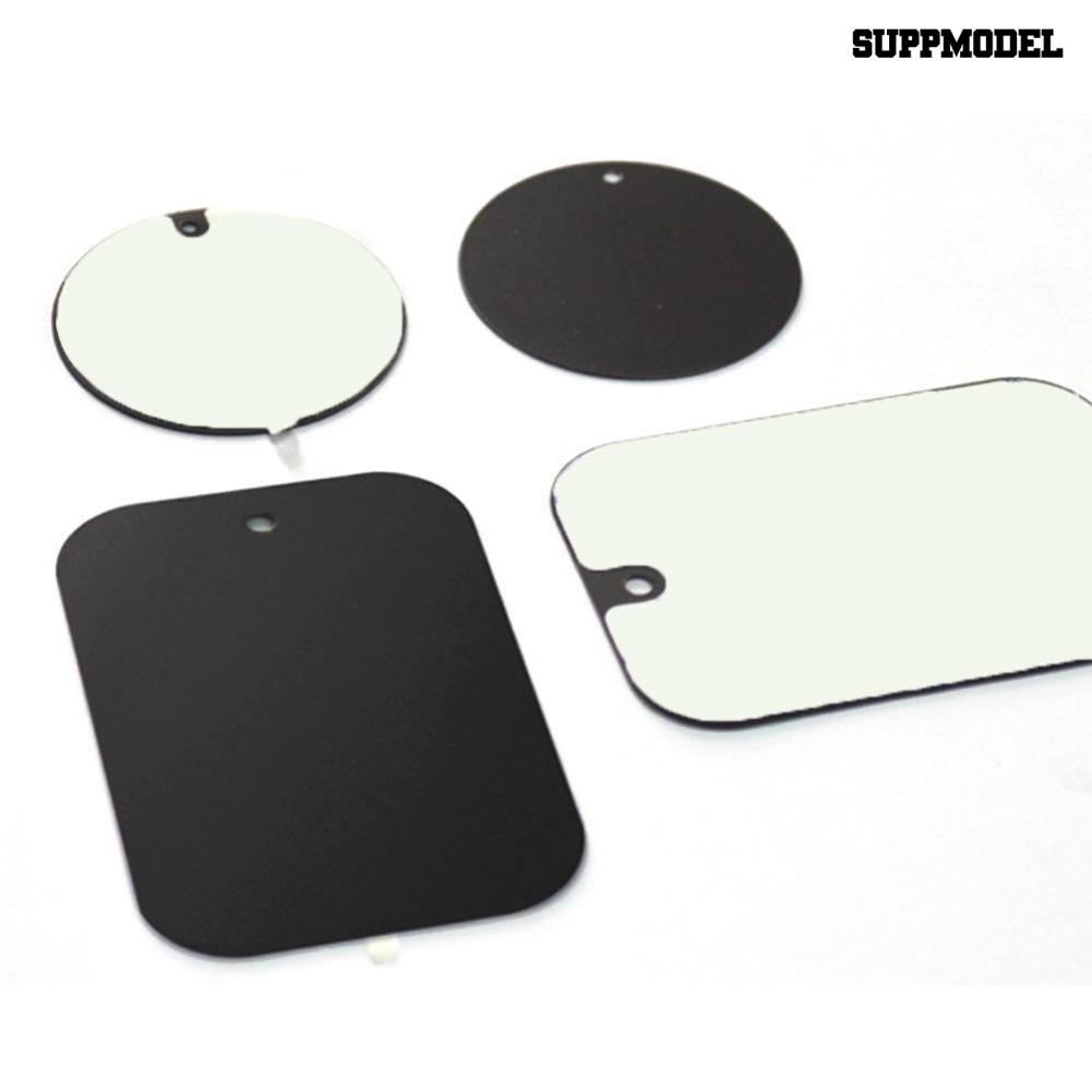 Sdl 4Pcs Stiker Plat Metal Bulatpersegi Panjang Magnetik Holder Handphone Untuk Mobil