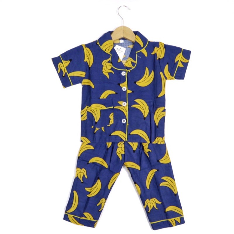 SETELAN BAJU TIDUR PIYAMA KATUN ANAK 2-6TAHUN MOTIF RANDOM CELANA PANJANG LENGAN PENDEK