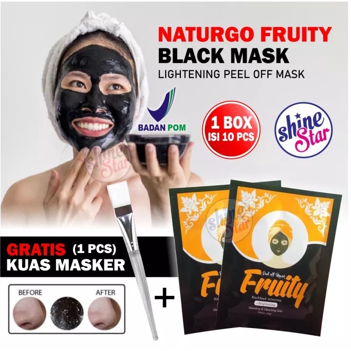 [ 10 SACHET ] FREE KUAS + Masker Wajah Komedo / Masker Naturgo [ BPOM ] Masker Lumpur Blackmask