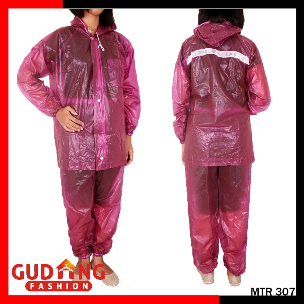 Setelan Jas Hujan Wanita Motif Transparan / Raincoat / Jaket Hujan (COMB)