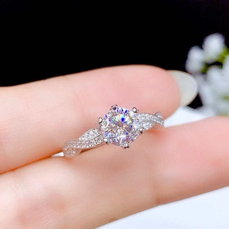 Cincin Bahan Sterling Silver 925 Hias Kristalberlian Gaya Mewah Untuk Wanita