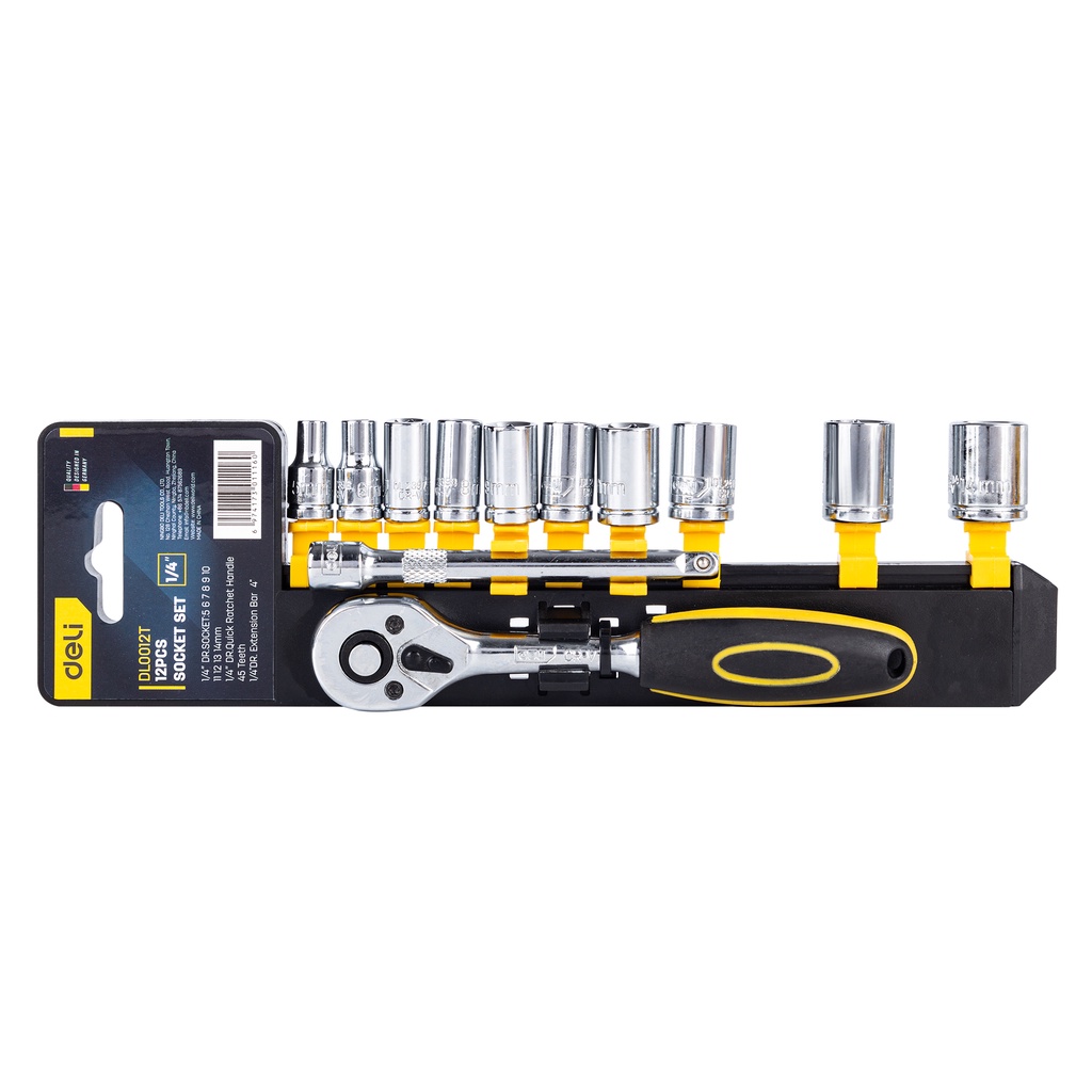 Deli Socket Sets / Paket Kunci Sok1/4  12pcs Scoket Set Perkakas EDL0012T