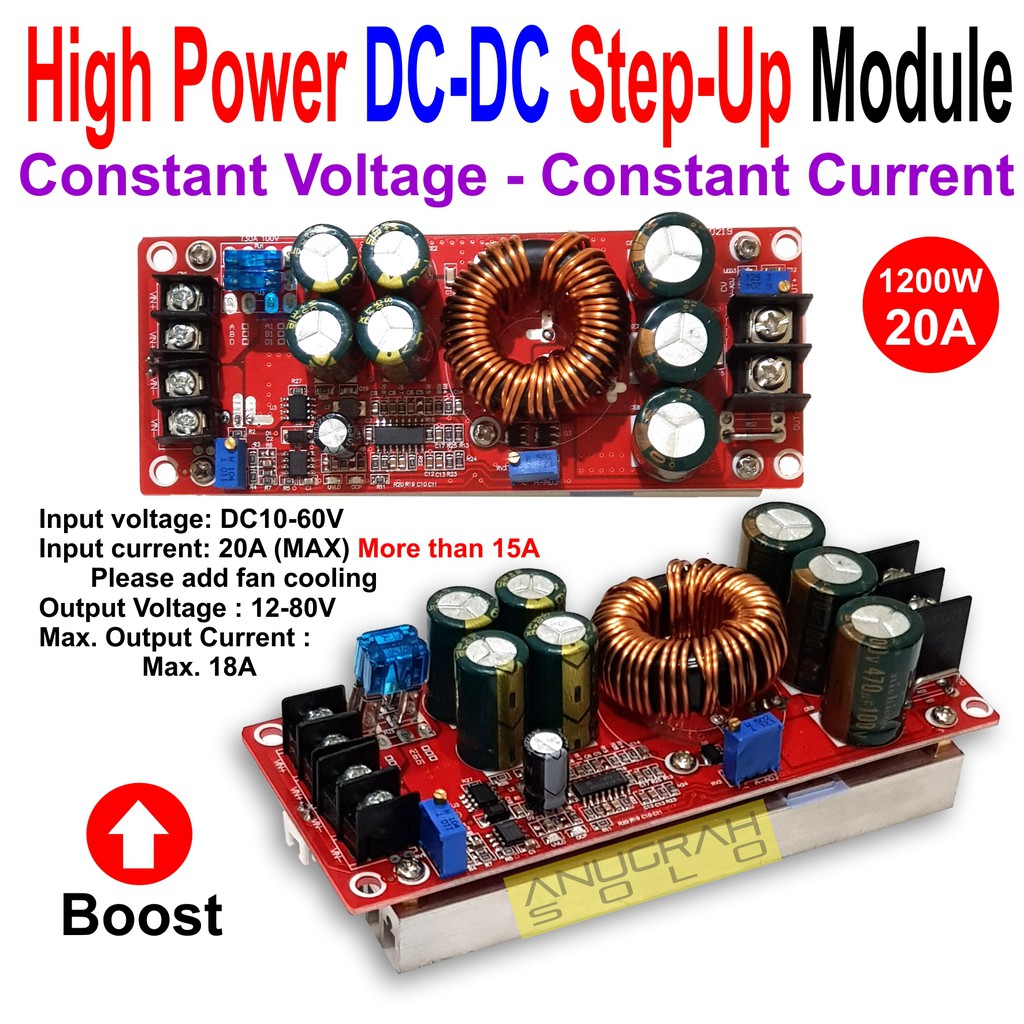 1200W DC-DC Step-up Constant Voltage Constant Current Penaik Tegangan DC