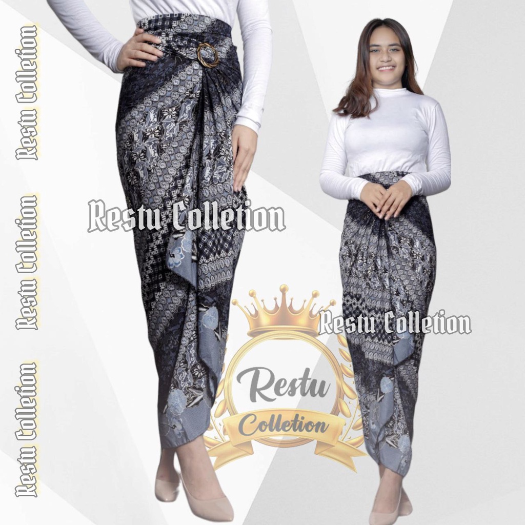 COD Restu Colletion Rok Lilit Songket Serut Batik Bawahan Kebaya Wisuda Kemeja Bloese Kondangan Nikahan Tunangan Wanita Allsize Bahan Satin HQ Premium Kenanga Dasar Maroon BESTSELLER