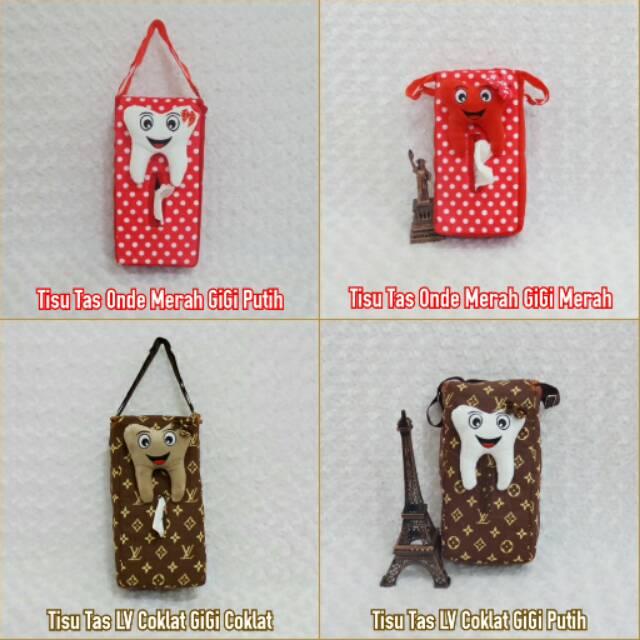 Tempat Tissue Mobil Model Tas Gantung Motif ONDE MERAH or LV COKLAT