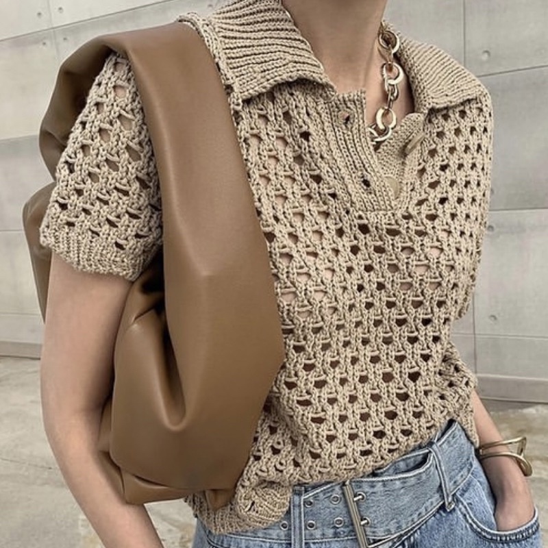 NUDE TOP BAHAN KNIT PREMIUM KNIT WARNA COKLAT IMPOR FASHION KOREA ATASAN KOREA MODEL RAJUT ATASAN WA