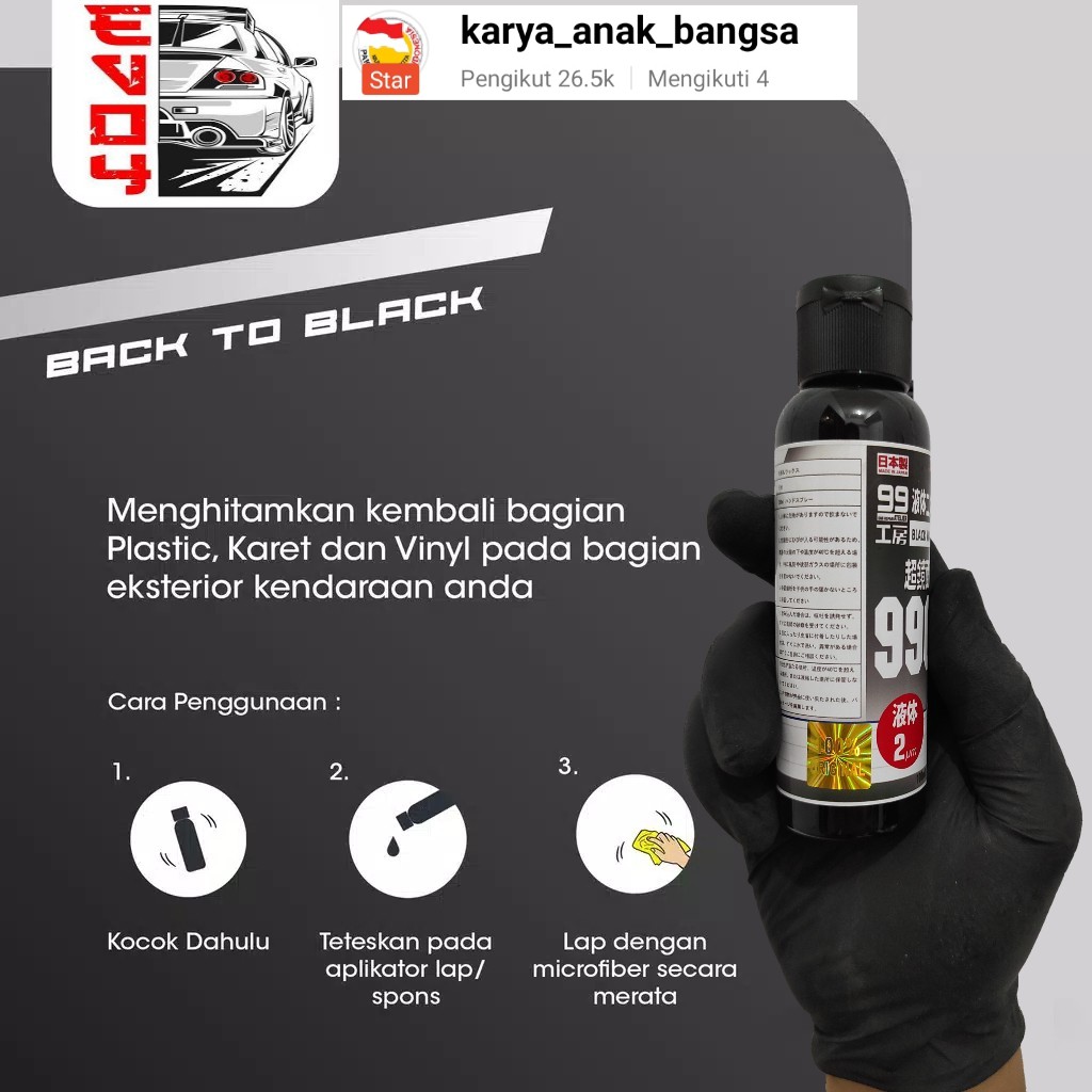 🈹🇯🇵 100ml Penghitam Body Plastik Motor Mobil Plus Anti Jamur Bakteri Teknologi Jepang