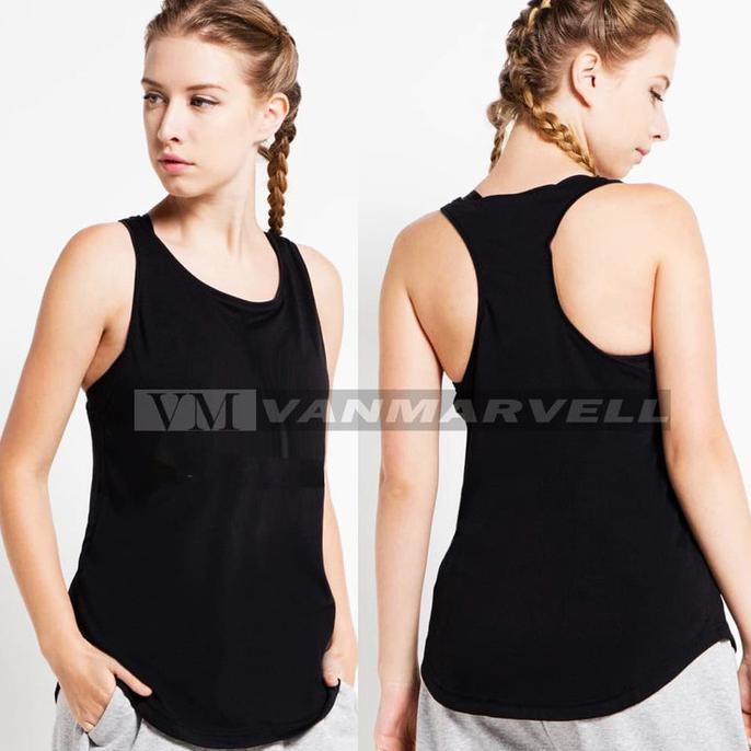 VM Tank Top Wanita Singlet Polos Wanita Hitam Tanktop - Hitam, S