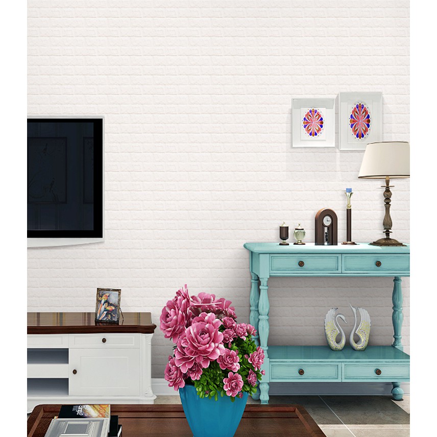 Wallpaper dinding 3D Wallpaper Foam Wallpaper timbul Brickfoam Motif Bata Matte Dan Glossy 3D Ukuran 70Cm X 77 Cm