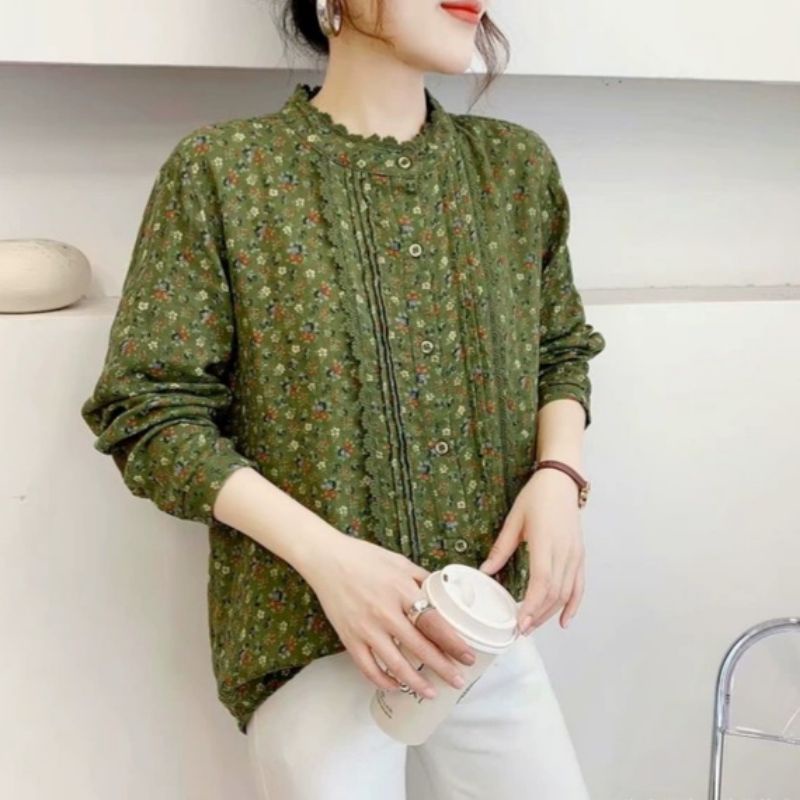 MDLV ~ 4360# Antonella Floral Shirt Flower Atasan Blouse Korea Import