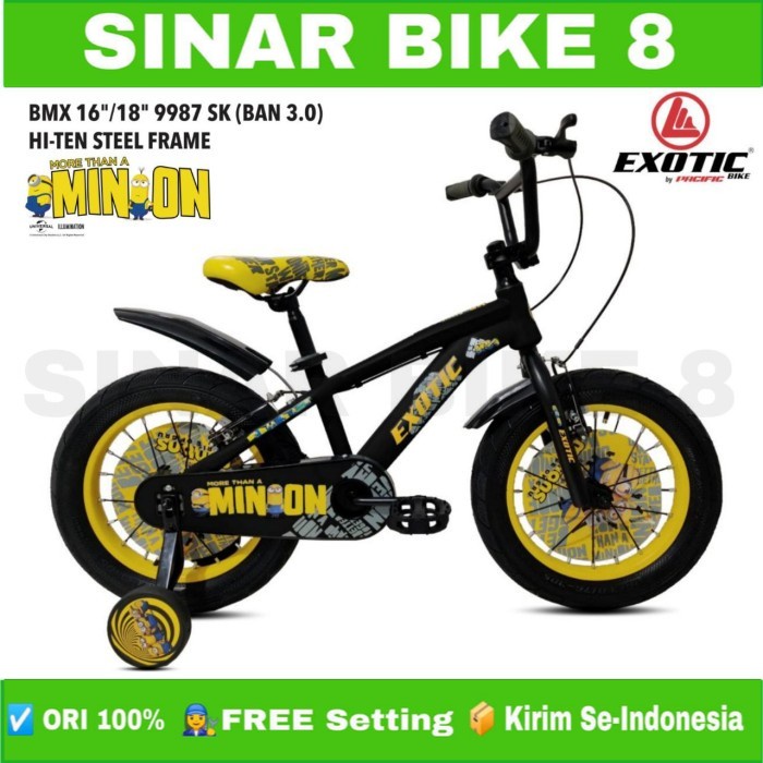 Sepeda Anak Laki BMX EXOTIC 9887 SK MINION EDITION Ukuran 16 dan 18 Inch