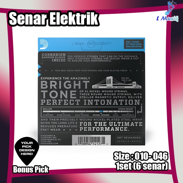 SENAR GITAR D ADDARIO ELEKTRIK 010 ELECTRIC GUITAR STRINGS