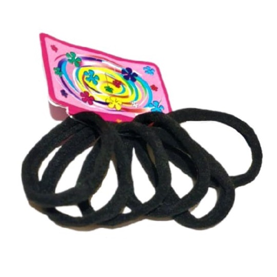 [6pcs] Ikat Rambut KOREA DONAT LARGE JUMBO / Karet Rambut / Gelang Rambut / Tiki-IRK KAIN-6pcs HITAM