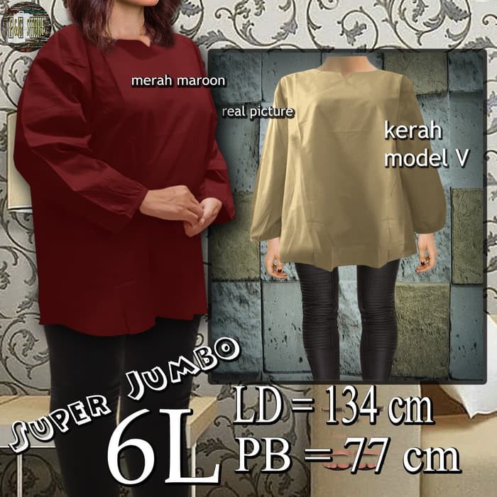 SUPER MURAH - BAJU ATASAN WANITA / BLUS WANITA / TUNIK V / JUMBO 5L