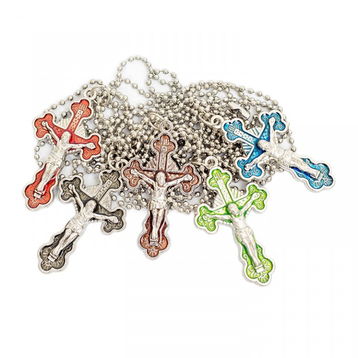 Kalung Salib Bunga Warna - Kalun Rohani- Kalung Bunga - Kalung Salib