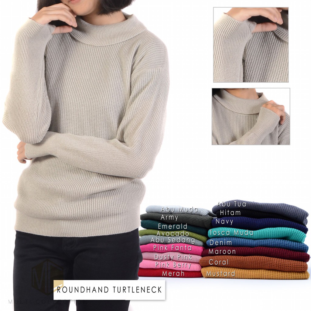 ROUNDHAND TURTLENECK Sweater  Wanita  Shopee  Indonesia