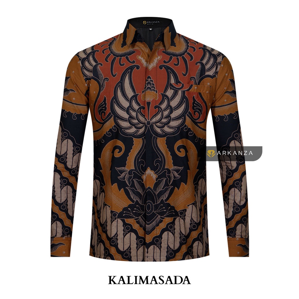 BATIK ARKANZA Motif KALIMASADA Hem Atasan Kemeja Baju Batik Pria Cowok Laki Laki Slimfit Full Lapis Furing Lengan Panjang Lengan Pendek Original Asli