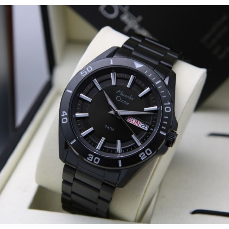 Jam Tangan Alexandre Christie 6512 Pria Black Original
