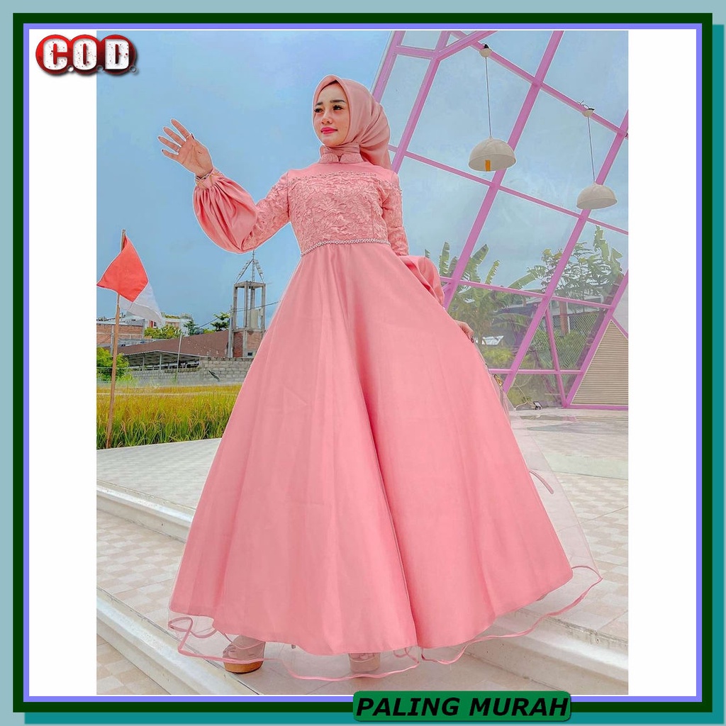 Gamis Kaima Terbaru Pakaian Wanita Muslim Baju Ibu Ibu Pengajian  TS970 [R.A] Zoia Dress L Gamis Max