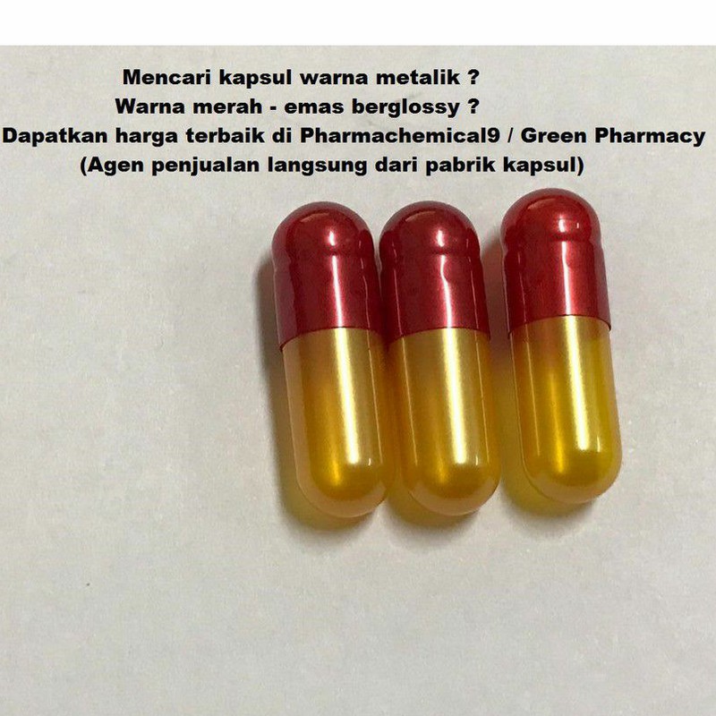 Cangkang kapsul no 0 glossy merah emas