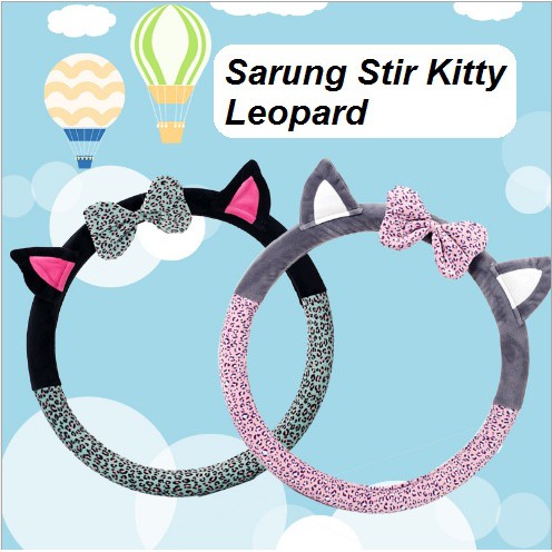 Sarung Cover Stir Setir Kitty Cat Kucing Leopard Black Devil Kuping Cute Series