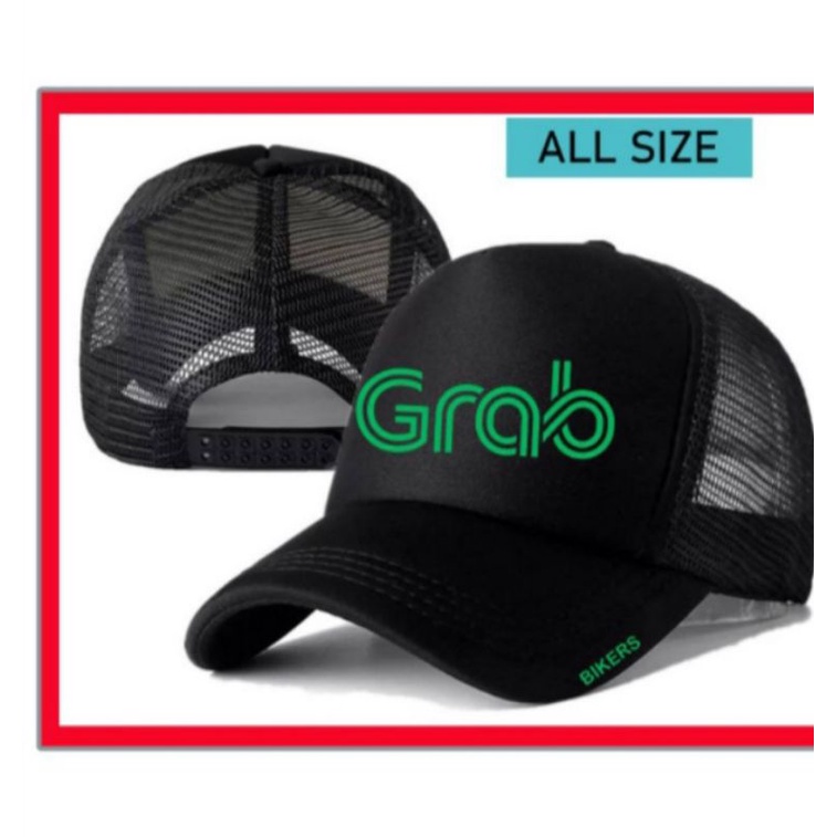 Topi trucker jaring dewasaLOGO GRAB