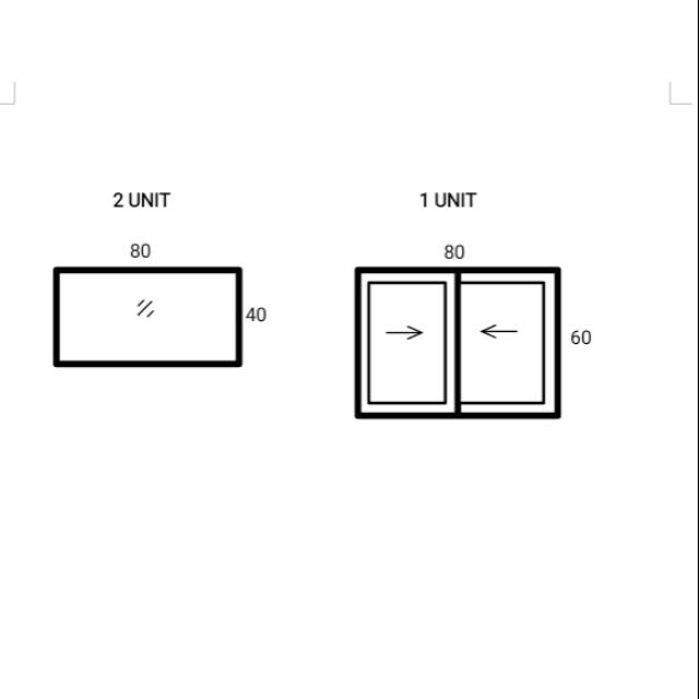 Jendela Sliding 60x80 1unit & kaca mati 40x80 2unit