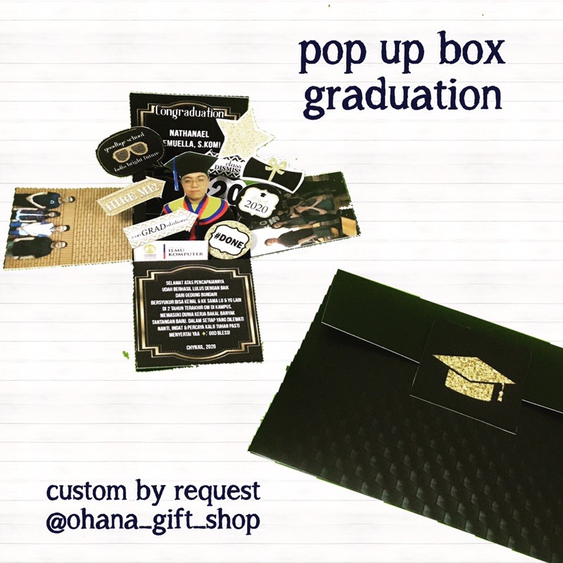 

pop up box kado graduation kelulusan hadiah custom unik