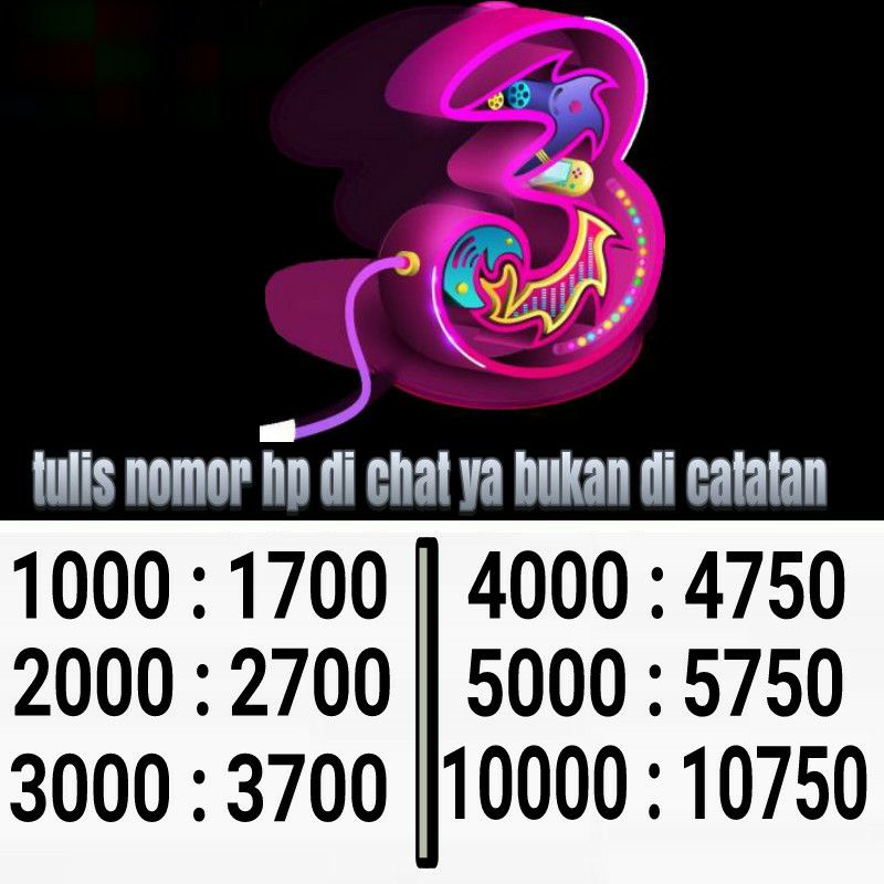 TERMURAH PULSA TRI 1000,5000,10000