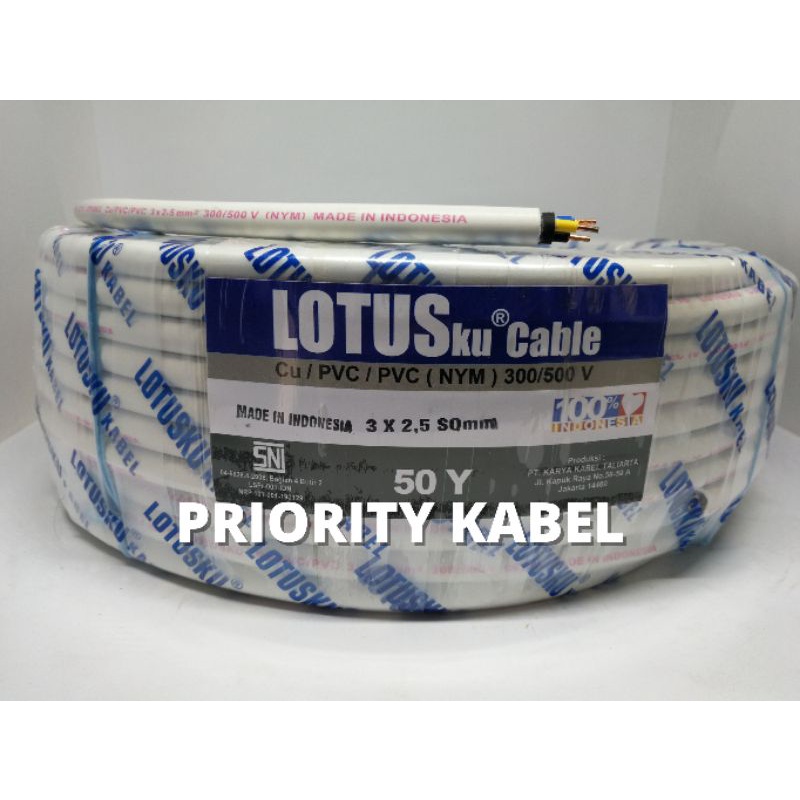 Kabel Listrik Kawat LOTUSku NYM 3x2,5 3x2.5 50 Yard (50Y)