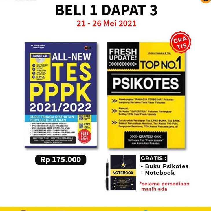 ALL-NEW TES PPPK 2021/2022 GRATIS BUKU PSIKOTES + NOTEBOOK