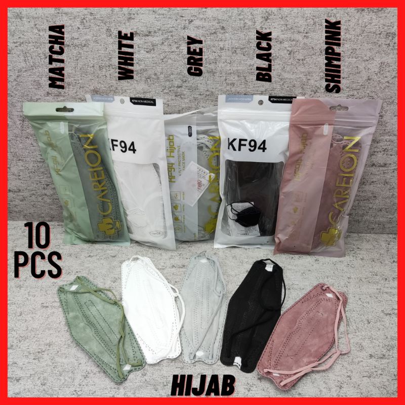 Masker Korea KF94 Headloop Hijab 4ply Bahan Medis 4 ply isi 10pcs