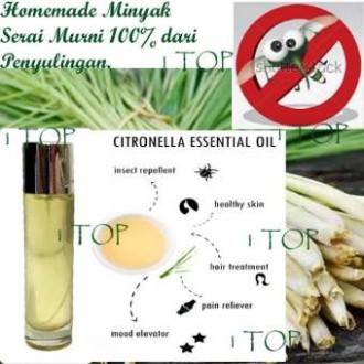 Best Seller Homemade Organik Minyak Serai Sereh Wangi Murni 100% Dari Penyulingan (Spray) - 75ML