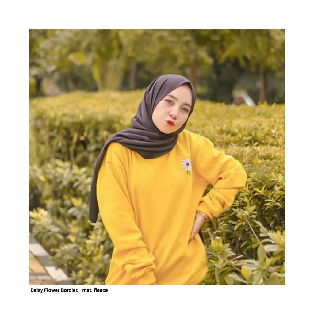 DAISY FLOWER BORDIER SWEATER WANITA - ATASAN TEBAL HALUS PREMIUM