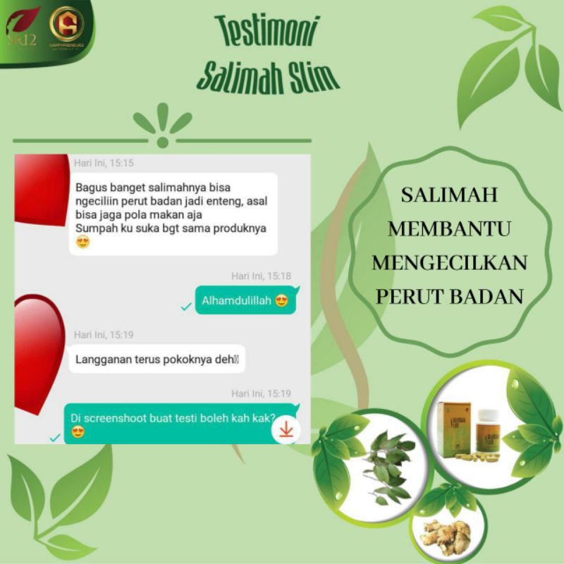 Obat Diet Herbal Paling Ampuh ! Salimah Slim SR12 / Penurun Berat Badan BPOM / Pembakar Lemak Perut Buncit Dalam 1 Minggu / Kapsul Pelangsing Pelakor / Membantu Mengurangi Kolestrol