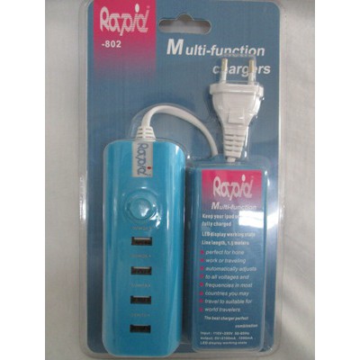 RAPID-802 Multi Function Charger 3 Hole 2A Murni/Adaptor USB 3 Hole