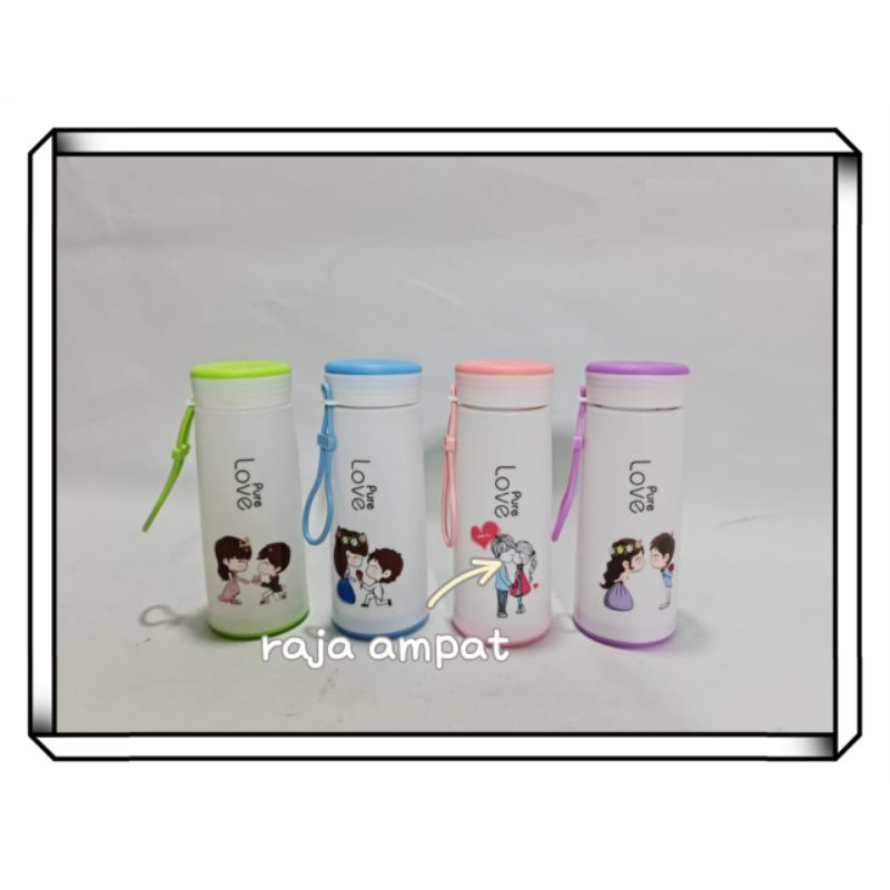 botol minum kaca motif love 350ml