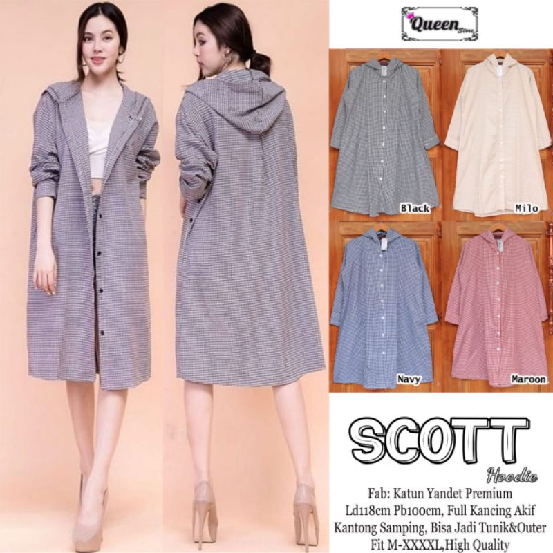 SCOTT HOODIE TUNIK / OUTER KATUN YANDET BUSUI FIT JUMBO